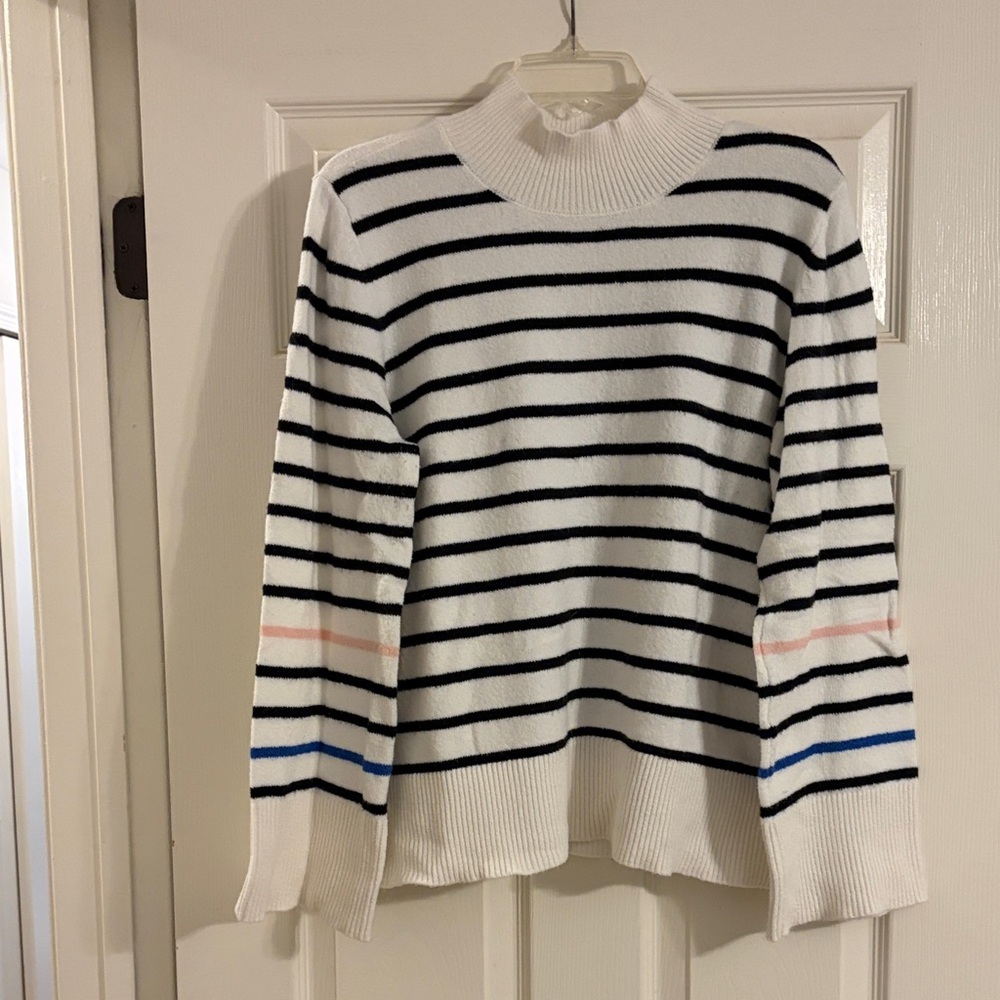 LOFT Women's Striped Sweater - Black, White, Blue, Pink